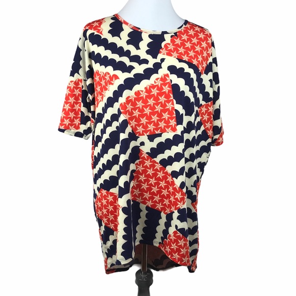LuLaRoe Irma Stars and Stripes Shirt, Red, Blue, Cream, Medium - Picture 10 of 10